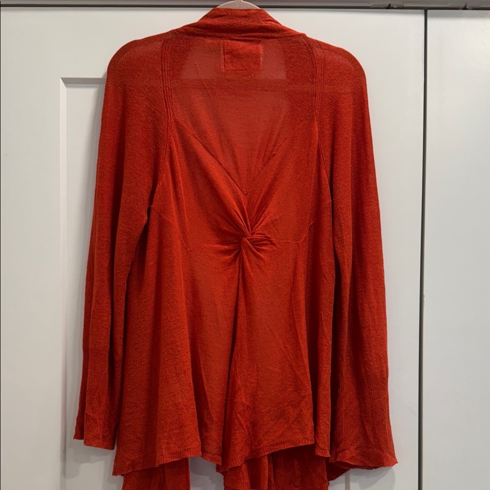 Anthropologie angel of the north linen blend Vibrant Orange Cardigan XL - Picture 7 of 11
